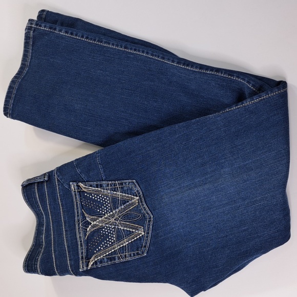 Wrangler Q-Baby No Gap Waistband Bootcut Blue Jeans Size  9/10 x 32 - Picture 3 of 17